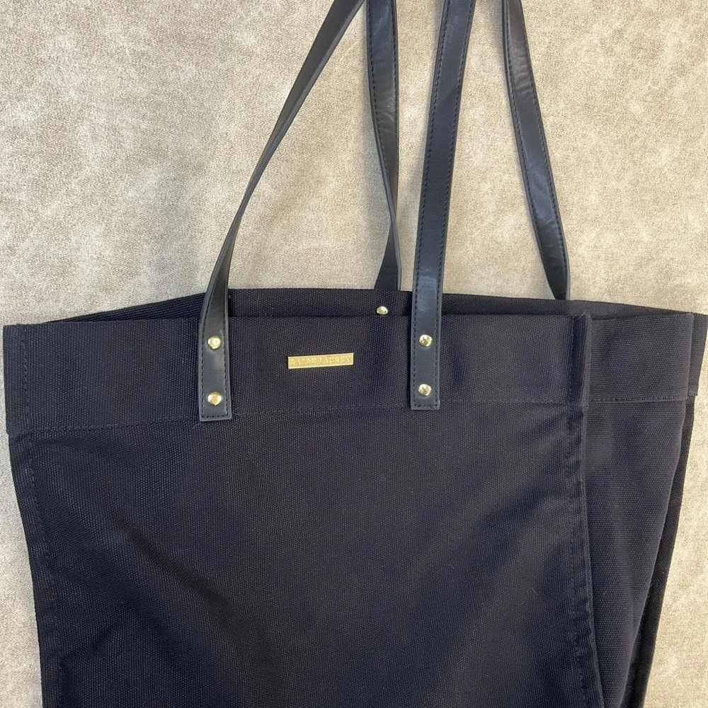 Lauren Ralph Lauren Tote Bag Handbag Shopper Fragrance Black 14.5x13.5 - Picture 8 of 9